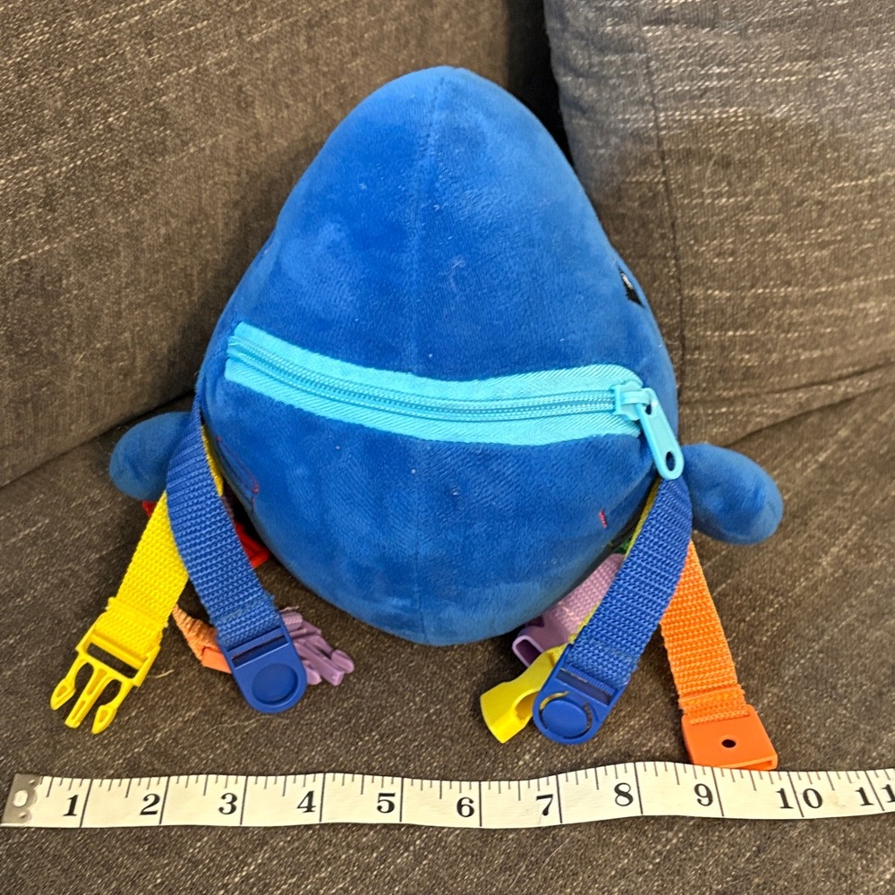 Buckle Blue Plush Toy with Colorful Straps